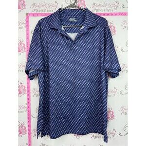 Hogan Men’s Navy Polo with Red Accent Micro-Print